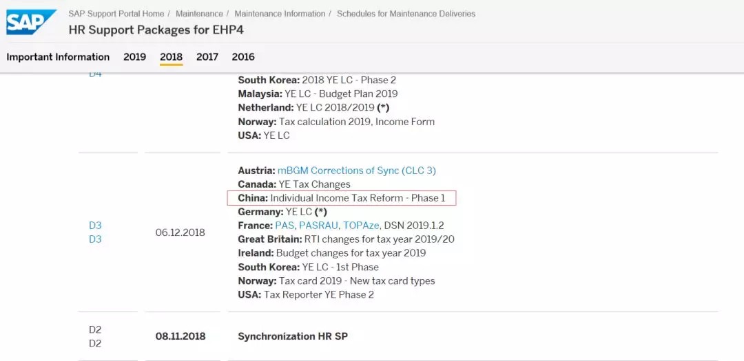 SAP税改,SAP HR服务包,SAP HR支持包,CLC Package,sap个人所得税调整,SAP个人所得税, HR Support Packages